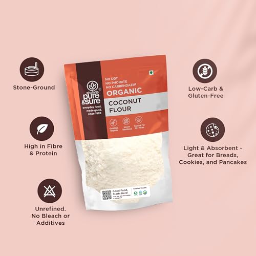 Image of Phalada Pure & Sure Organic Coconut Flour 350 Gm | 100% Natural Nariyal | Plant Based Food | Low Carb Nariyal| Make Coconut Milk, Breads, Cakes And Cookies | Keto Friendly Flour