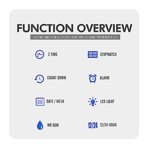 Image of FANMIS Mens Digital LED Sports Watch Military Multifunction Dual Time Alarm Countdown Stopwatch 12H /24H Time Backlight 164FT 50M Waterproof Calendar Month Day Date Watch