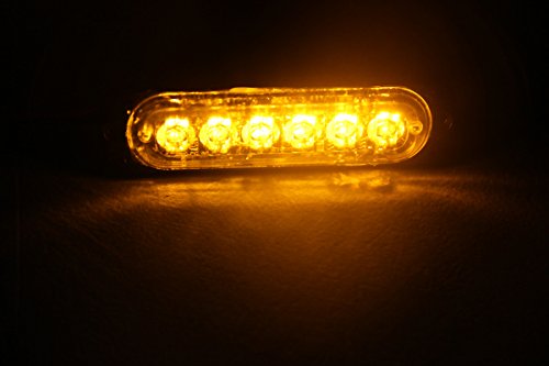 gppower Universal Super Thin 6-LED Amber 19-Flashing Mode Car Truck Warning Caution Emergency Construction Strobe Light Bar (1PC, Amber)