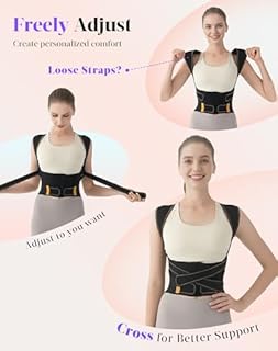 Posture Corrector for Women and Men, 5 Full Back Support Brace Rods, FSA&HSA Eligible, Adjustable Shoulder Straightener, Improving Hunchback Posture, Upper and Lower Back, Neck Pain Relief, Small