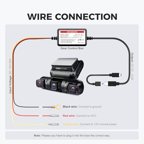 Image of PRUVEEO Smart Acc Hardwire Kit, 12V- 30V to 5V 2A /3A, Intelligent and Adjustable Low Voltage Protection for Dash Cam, HWK-08