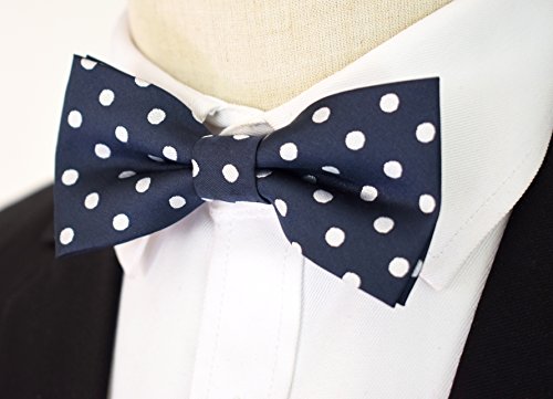 Carahere® Boys Handmade Pre-Tied Classic Polka Dot Bow Ties M132 Navy Blue #TOP3