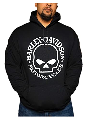 Pull à capuche noir Harley-Davidson Willie G Skull homme en polaire chaude