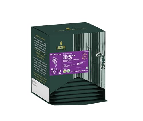 Image of LUXMI Estates Sleep Tea With Valerian Root 15 Tea Bags (30 gram) (Pack of 6), With Chamomile, Lavender & Valerian Root | Caffeine Free Tea Bags For Insomnia Anxiety & Stress Relief, Relaxation, Restful and Peaceful Sleep With Wellness Herbal Tea, 90 Cups