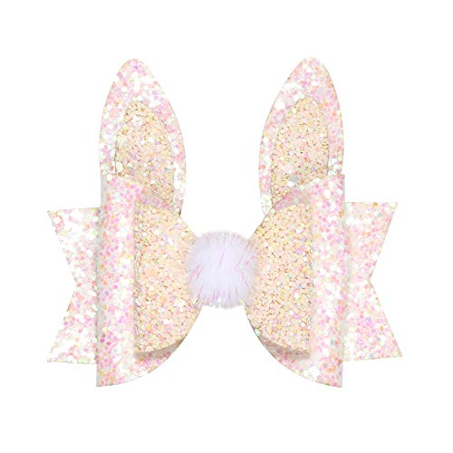 FenKehb 女の子子供プリンセスキラキラウサギ耳ヘアボークリップ手作りヘアピンかわいいキッズヘッドドレスガールチャイルドヘアアクセサリーライトピンク
