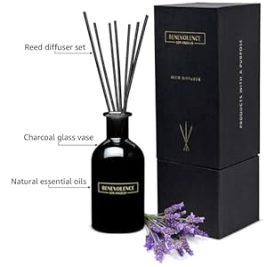 Benevolence LA Reed Diffusers for Home, Lavender & Eucalyptus Relaxing Fragrance | Aromatherapy Reed Diffuser Sticks with Gift Box, Scented Sticks for Bathroom | Home Decor Benevolence LA Reed Diffusers for Home Lavender Eucalyptus Relaxing Fragrance Aromatherapy Reed Diffuser Sticks with Gift Box Scented Sticks for Bathroom Home Decor