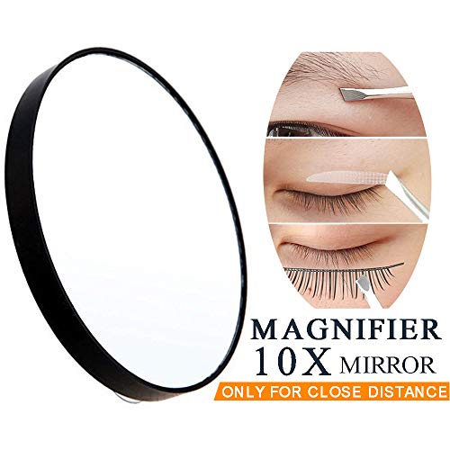 10X Magnifying Makeup Mirror, Round Mirror 2 Suction Cups Facial Makeup Cosmetic Absorption Shaving Home Makeup Travel Essential(Diameter 3.46 inches)