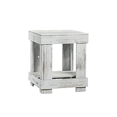 Del Hutson Designs - Rustic Barnwood End Table, USA Handmade Reclaimed Wood (White) 41VpCLF3bbL. SS400