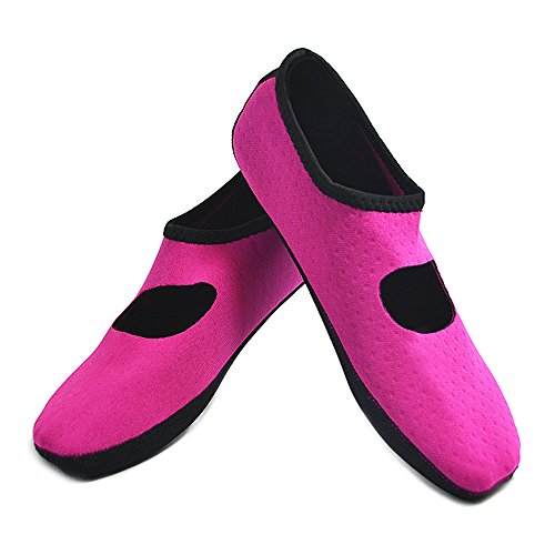 Image of Nufoot Women's Mary Janes Best Foldable & Flexible Flats, Travel & Exercise, Dance, Yoga Socks, Indoor Shoes, Slippers