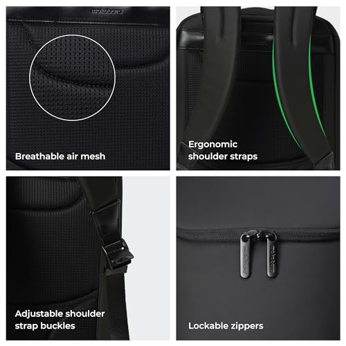 Image of MOKOBARA Transit Backpack | Fits Laptop Up To 16 Inch, 30L Capacity, Water-Resistant Polyester, Vegan Leather Trims | Money Moves, Black