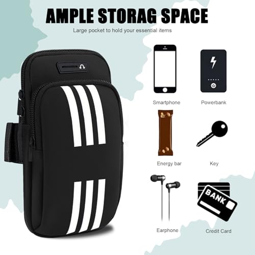Movoyee Phone Holder For Running Armband Cell Phone Holder Iphone 15 14 13 12 11 Pro Max Xs Xr X 8 7 Plus Galaxy Ultra S24 Note 10 Carrier Bag,Gym Workout Exercise Sports Arm Bands Sleeve Pouch Black thumb #2