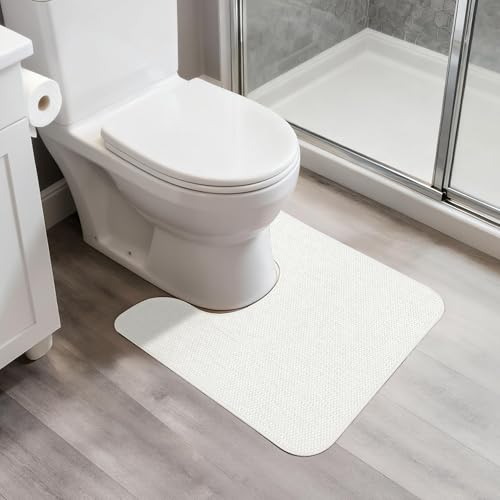 Image of Bosap Toilet Rugs U Shaped Bathroom Rug,Machine Washable Non Slip Quick Dry Super Absorbent Ultra Thin Toilet Mats for Bathroom Toilet.Cream,1'8 inchx2'(20x24inch)