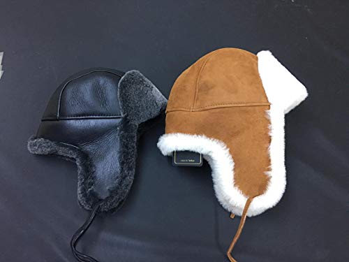 Kids Shearling Sheepskin Aviator Hat – Leather Winter Ushanka with Ear Flaps2