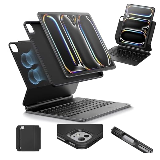 ESR Capa para iPad Pro de 13 polegadas com teclado (M4, 2024), capa com teclado para iPad Pro 13 com suporte magnético de fácil configuração, modos retrato/elevado para teclado iPad Pro 13, capa