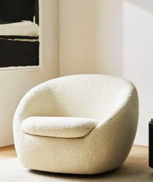LORDOFWOOD Single Seater Languid Premium Wing Back Cushioned Lounge Chair for Living Room Bedroom Office Single Sofa Chair (Rise White)-image-0