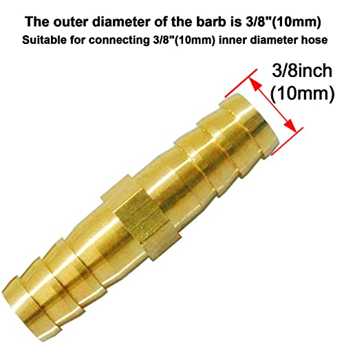 Da By 3 Pcs 3/8"(10Mm) Barb Splicer Mender Hose Brass Barb Fitting With 6 Pcs Stainless Steel Pipe Clamps For Water/Fuel/Air #TOP3