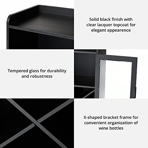 Glitzhome Wood Buffet Bar Cabinet Kitchen Storage Sideboard With Wine Storage Wooden Storage Cabinet With Glass Doors For Kitchen Dining Room, 44”H #TOP4