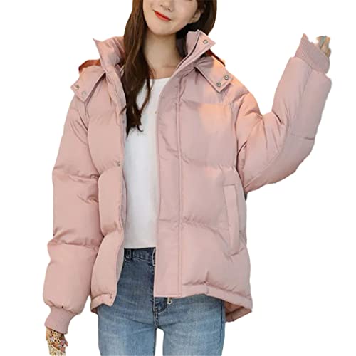 Manteau d'hiver femme rose L : parka ample chaude et veste rembourrée