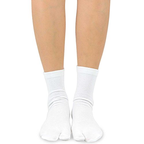 TeeHee Flip Flop Big Toe Cotton Socks 3-Pairs White Plain Socks Good for Flip Flop Sandals