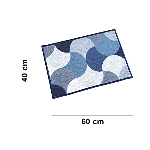 Image of Matz&More Pattern Circular Floor Mat | 40x60 CM | Blue Grey | Nylon Tufted Gel Baking Anti-Slip | Doormat for Home Entrance, Kitchen & Bedroom