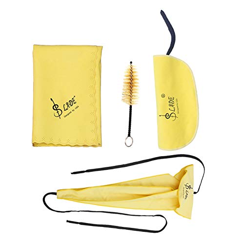 Fesjoy Saxophone Cleaning Cloth, Saxophone Sax Cleaning Care Kit 3pcs Cleaning Cloth + Mouthpiece Brush Musical Instrument Maintenance Tool