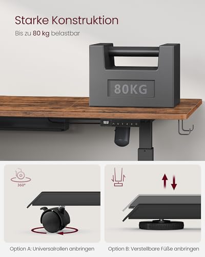 VASAGLE Höhenverstellbarer Schreibtisch elektrisch, 120 x 60 cm – Ansicht 8