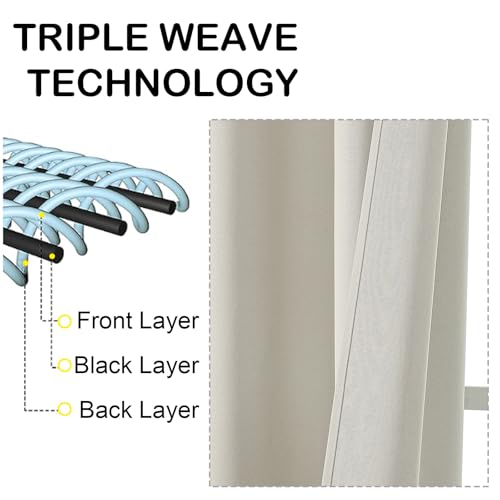 Image of Natural Curtains for Small Window Treatment, Light Blocking Short Kitchen Window Curtains Over Sink, Dual Rod Pocket Half Window Tiers for Bathroom Basement, Each 40Wx36L, 2 PCS