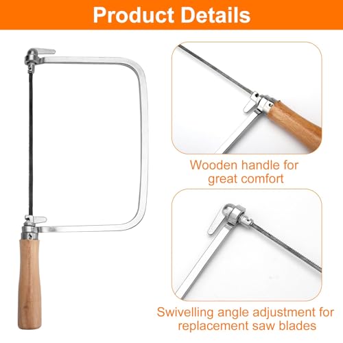 ZMDMAH LaubsäGe Set mit 7 DekupiersäGeblatt (14/18/24 ZäHne), LaubsäGen, LaubsäGebläTter, MetallsäGe, HandsäGe, EisensäGe für Metall、Kunststoff und Holz