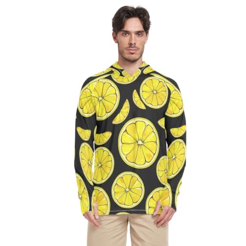 T-Shirt Pêche et Running Homme Rash Guard Citrons Jaunes Lumineux Protection Anti-UV