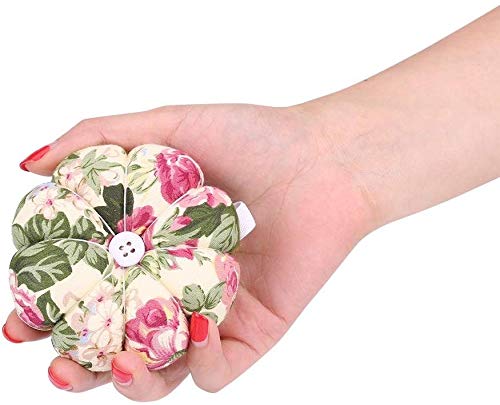 Coussin à Épingles Motif Citrouille Floral – Ceinture Poignet Avec Plateau Amovible Pour Couture Et Quilting
