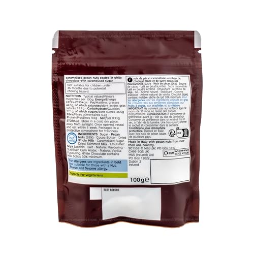 Premium Blond Chocolate Coated Caramelised Pecans, Luxuriously Coated Nuts with Thick White Chocolate, 200g (2 x 100g)