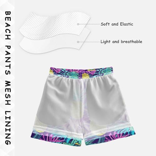 Boys Swim Trunks Yellow Pineapple Purple Leave Tropical Toddler Swim Shorts Beach Board Shorts Swimsuit4