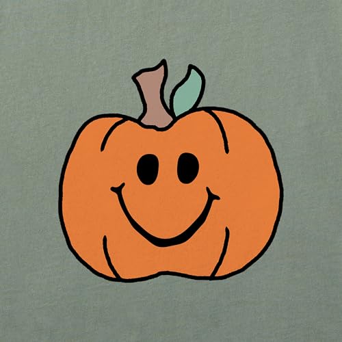 Life is Good Women's Crusher Tee, Long Sleeve Cotton Graphic T-Shirts, Smiley Pumpkin2