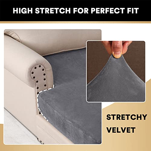 Velvet Chaise Lounge Cover 1 Piece Chaise Slipcover L Shape Chaise Cover For Both Left/Right Sectional Couch Sofa Slipcovers For Dogs Pet Sectional Couch Chaise Cover Only, Grey #TOP4