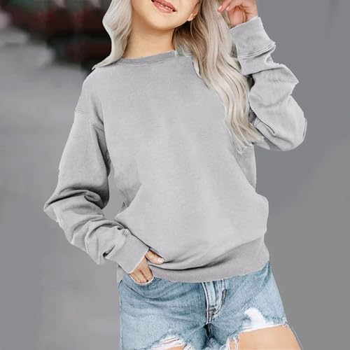 Girls Long Sleeve Shirts Crewneck Sweatshirt Oversized Pullover Cute Sweaters for Teens Trendy Preppy Kids Clothes2