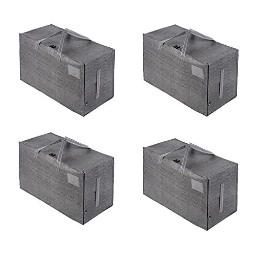 VENO 4 Pack Heavy Duty Oversized Storage Bag for Moving College Dorm Traveling Camping Christmas Decorations Packing Supplies Organizer Tote Reusable and Sustainable (Dark Gray 4 Pack)