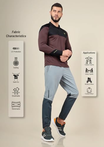 Image of TECHNOSPORT Mens Woven Regular Fit Activewear Joggers for Running, Gym, Sports and Regular Use Stretchable, Colorblock and Antimicrobial