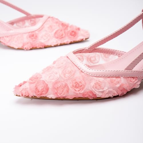 Women's Close Toe Slingback Kitten Heels Sandals Pointed Toe Low Heeled Buckle Strap Dressy Pump Shoes for Wedding Party2