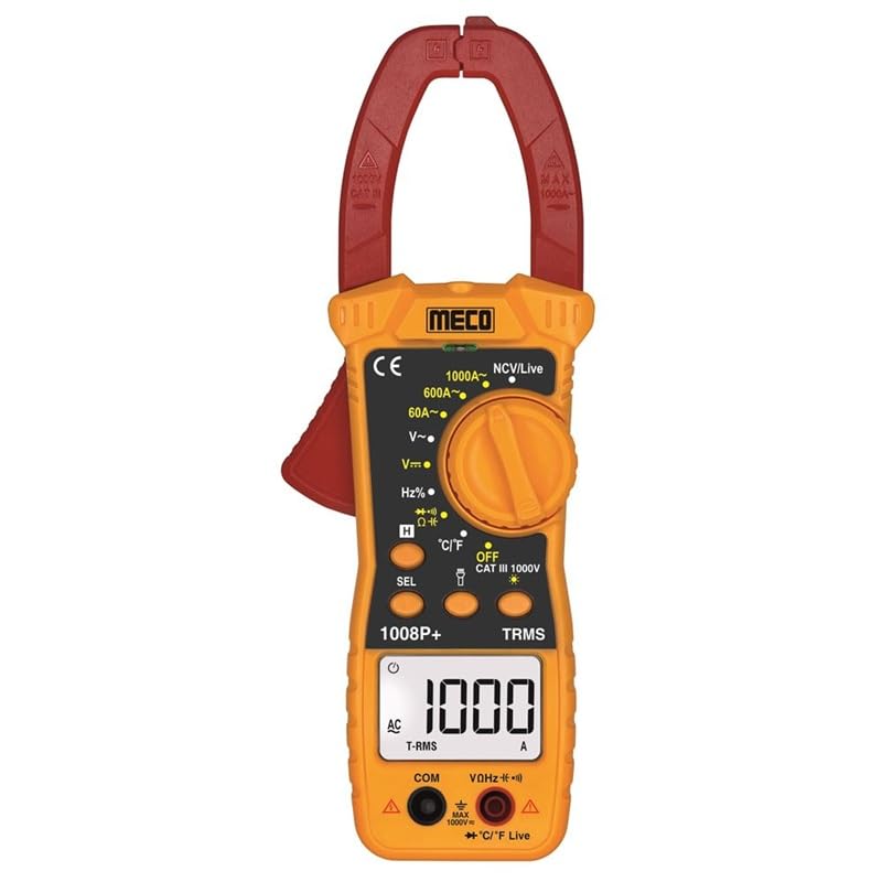MECO 1008P+ True RMS Digital Clamp Meter 6000 Counts 3 5/6 Digit Auto/Manual Ranging AC Current 1000A DC/AC Voltage 1000V with NCV, Temperature, Capacitance, Frequency, Duty Cycle, Backlight-image-18