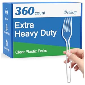 360 Count Extra Heavy Duty Clear Plastic Forks Disposable, BPA-Free, Heat Resistant, Solid and Durable Disposable Forks Bulk, Premium Plastic Forks heavy duty for Party Supply