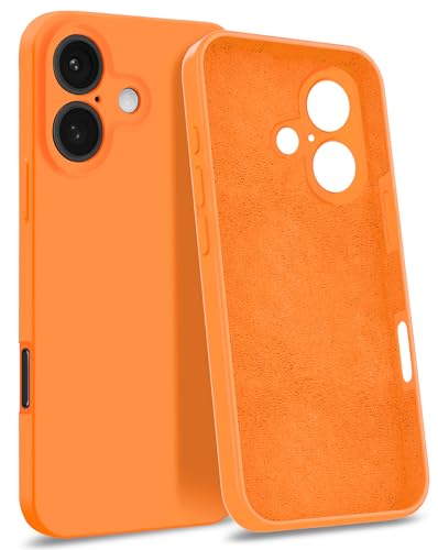 MyGadget Custodia in Silicone compatibile con iPhone 16 [Quadrupla Protezione] - Case Rigido con Fodera in Microfibra - Cover Arancio