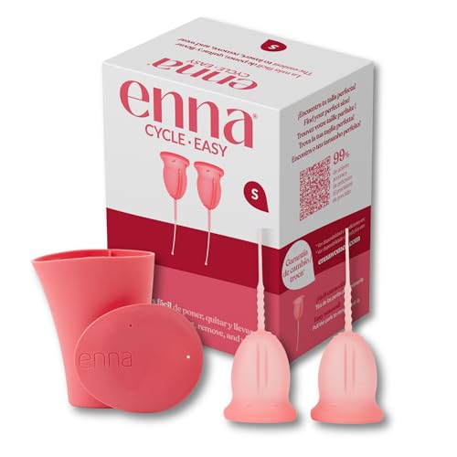 Enna Cycle Easy Talla S – 2 Copas Menstruales Reutilizables + Caja Esterilizadora – Silicona Médica – Easy Removal – Fabricadas en España