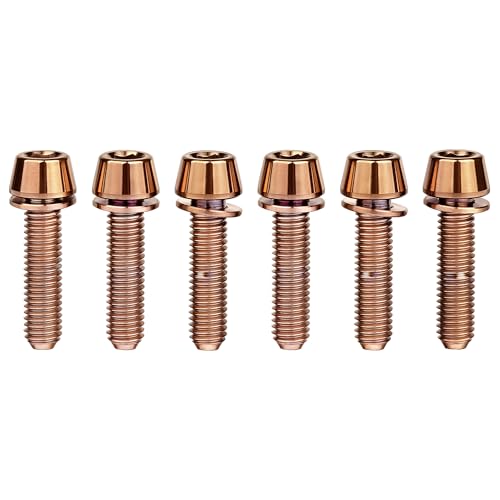 Image of Titanium Ti Allen Hex M5x16 18mm Tapered Head Bolt with Washer Screw for Bicycle Stem Parts Pack of 6 (Bronzed, M5x18mm)