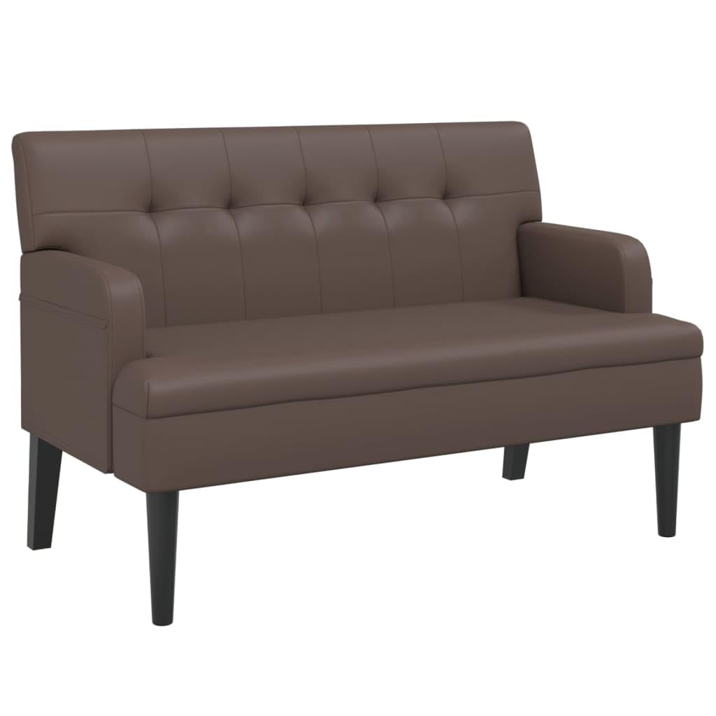 Festnight Sitzbank mit Rückenlehne Sofabank mit Armlehne 2 Sitzer Sofa Polsterbank Loungesofa Küchensofa Kunstleder Flurbank Esszimmerbank Essbank Ledersofa Küchenbank Bank Küche Braun