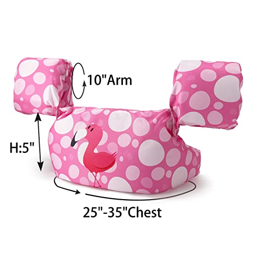 Silfrae Swim Vest Swim Floatation Vest Learn-to-Swim Device for Kids 30-50 lbs (Pink Flamingo) - Thumbnail 4