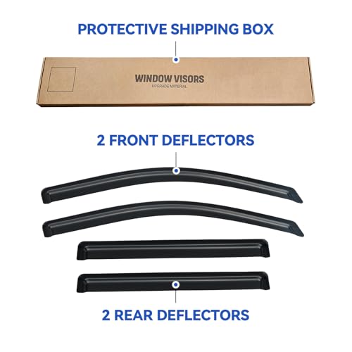 Image of Window Visors Rain Guards Shield for 2015-2020 Chevy Tahoe /GMC Yukon(Not for XL or Denali), Out-Channel Window Wind Deflectors Vent Rain Visors Shades for 15-20 Cadillac Escalade(Not for ESV)