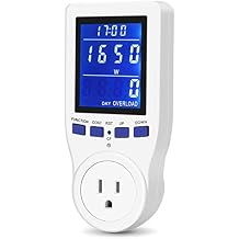 Watt Meter, Plug-in Power Meter Home Electricity Usage Monitor Consumption Energy Voltage Amps Kill Meter Tester with Backlight, Overload Protection, 8 Modes Display