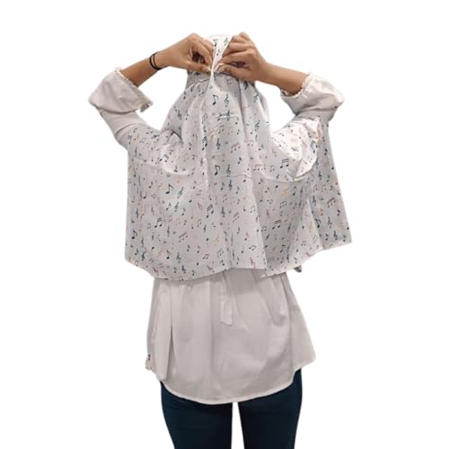 Image of Cotton Long Scarf Cum Mask Scarves Usable for Vehicle Driver | White Printed Design Fabric | Universal Size | Soft & Breathable Sun Protection | For Girl & Women