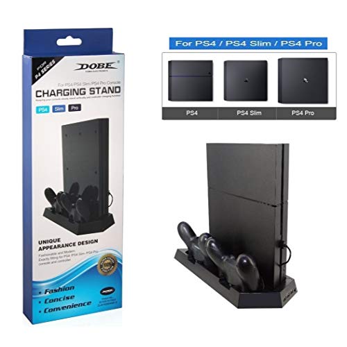 Base Suporte Vertical Para Ps4 Séries Ps4 / Slim/ Pro + Cooler + Hub Usb + Carregador de Controle Do