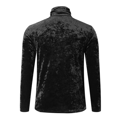Mens Long Sleeve Turtleneck Shirts Casual Slim Fit Velvet Shirt Solid Color Basic Thermal Pullover Sweater Undershirt4